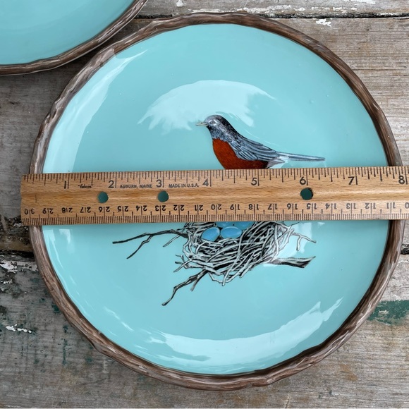 Blue ceramic bird plates set of two new - Picture 2 of 5